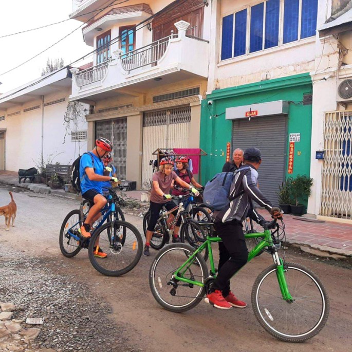 cycling through the streets of Battambang